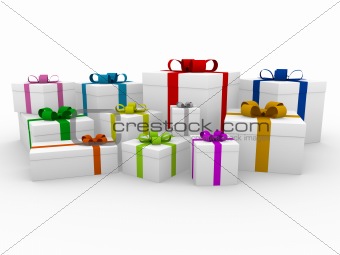 3d red colorful white gift box