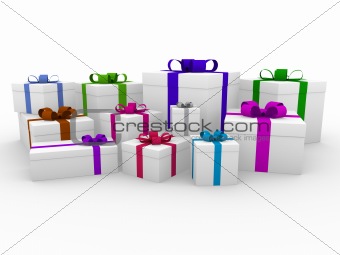 3d colorful white gift box