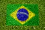 flag of brazil on grass