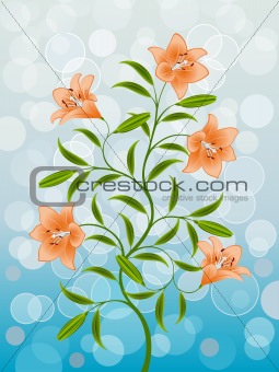 Floral pattern with a lily. Vector illustration.