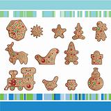 set of Christmas gingerbread cookies  with ornamental