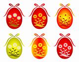 six versions of Easter egg with daisy decor