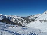 Ski slopes in grand mountain landscape