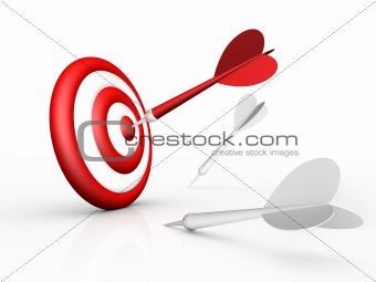darts and target isolated on white