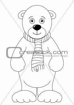 Teddy-bear white in a scarf, contours