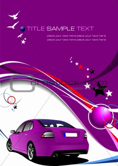 Purple business background with luxury car image. Vector illustration