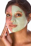 Woman in beauty spa  experimental facial treatment