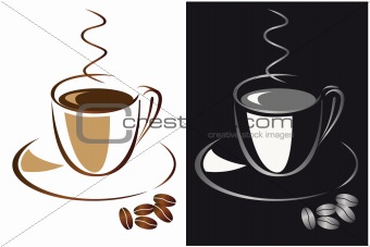 Set of cups of black coffee