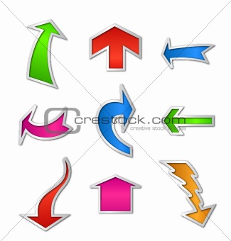 Set colorful arrow stickers. Vector illustration