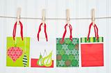 Holiday Gift Bags on a Clothesline