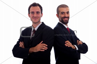 Portrait of Two Young Businessman on White Background