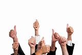 Business People with Thumbs Up on White Background