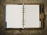 Black and brown leather cover of binder notebook