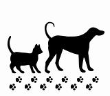 Dog and cat on white background. Vector