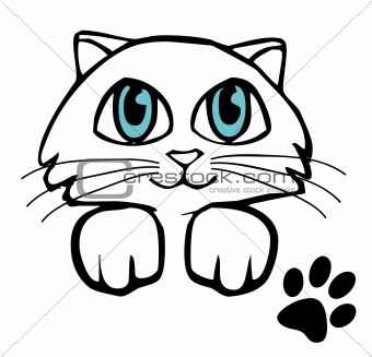 Small kitten with big eye. Vector