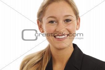 Close up portrait of young girl in business suit