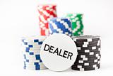 Poker chips and dealer button