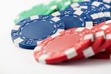 Poker chips on white