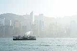Hong Kong harbour with mist