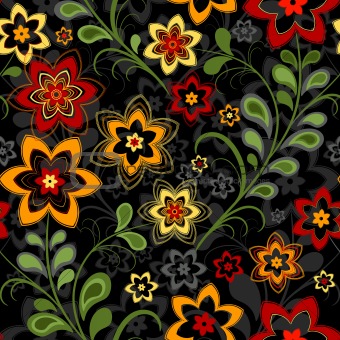 Seamless floral black pattern