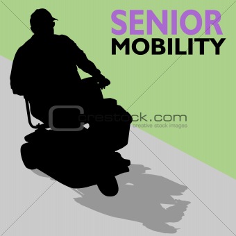 Elderly Senior Man Riding Scooter