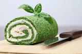Spinach roll with garlic cheese and ham