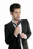 Handsome young man suit casual tie suit