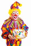 Isolated Clown with Birthday Cake
