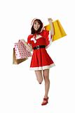 Happy shopping Christmas woman