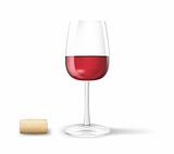 Wine glass and cork.