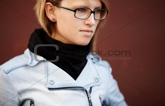 real young woman with glasses