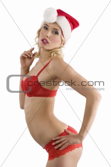sexy santa claus in red lingerie