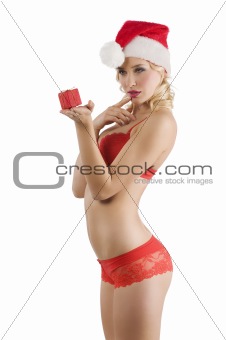 sexy santa claus in red lingerie