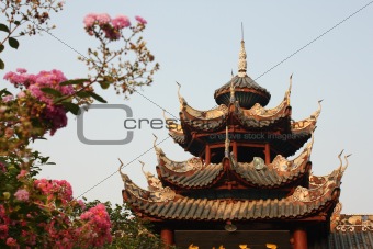 Graceful Chinese temple and flowers