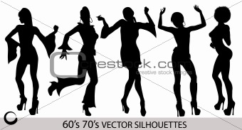Retro Dancing Girl Silhouettes