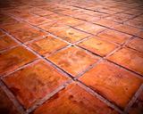 Square red tiles floor