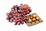 Chocolate, nuts and grapes