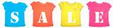 Sale Message on Vibrant Colored Tee Shirts