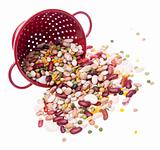 Brightly Colored Beans in a Colander