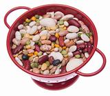 Brightly Colored Beans in a Colander