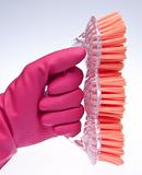 Pink Gloved Hand with Brush