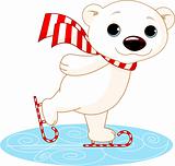 Polar bear on ice skates