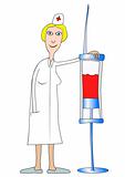 nurse with huge syringe