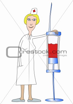 nurse with huge syringe