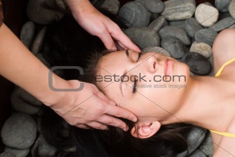 Young woman in japanese spa