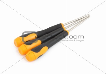 A set of three screwdrivers