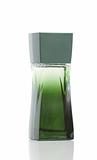 green bottle of perfume