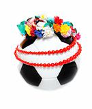 Footbal with a Polish garland and necklace