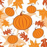 Autumnal seamless pattern with pumpkins