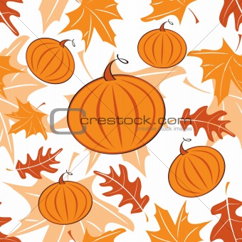 Autumnal seamless pattern with pumpkins